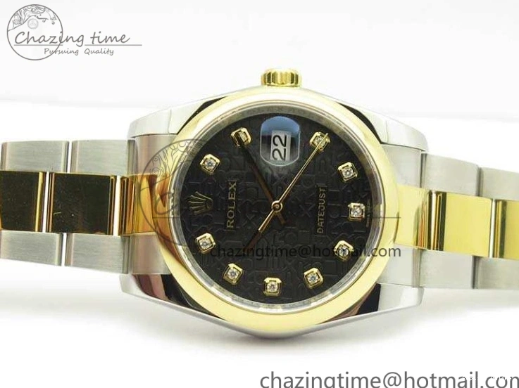 0404 Reliable Datejust 116234 36mm DJF 1:1 Best Edition Black Com Diam Dial On SS YG Oyster Bracelet SA3135 V 3487